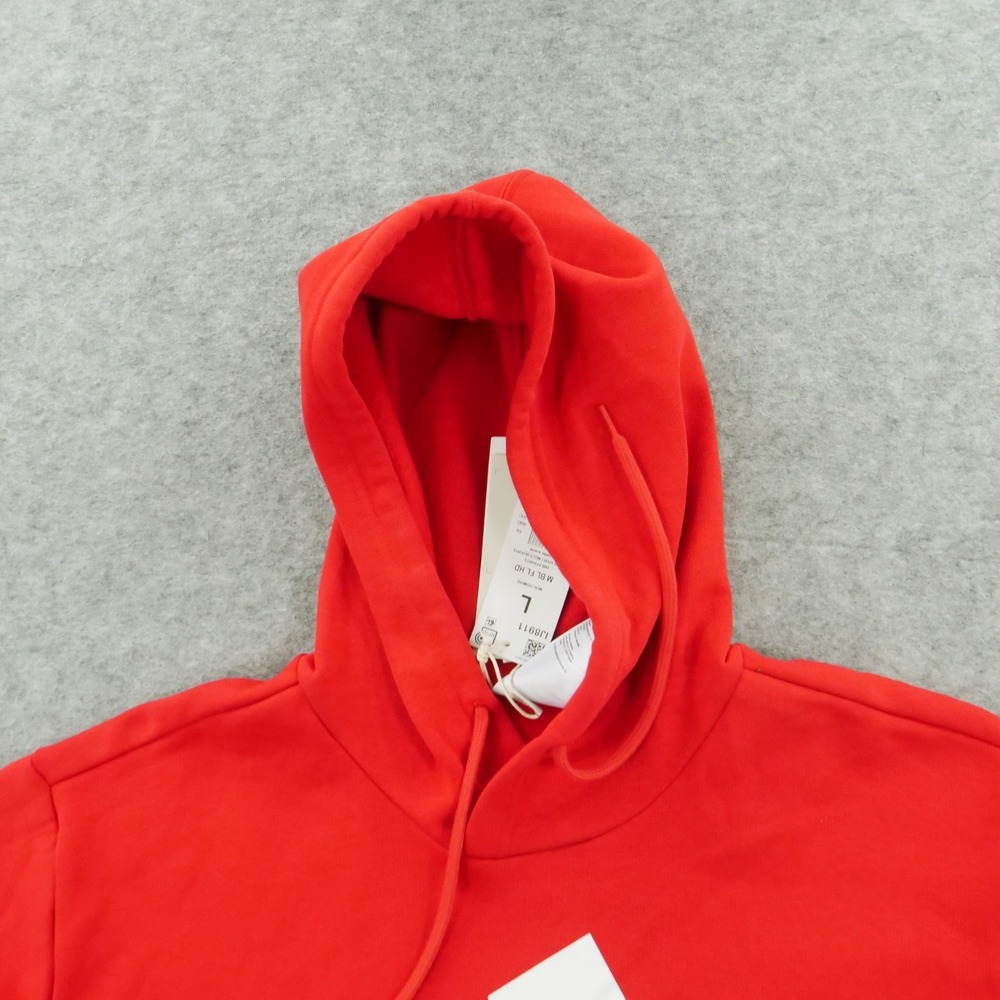 Adidas Sweater Hoodie Mens Large Red Essentials Fleece Hooded Logo New - Picture 3 of 11